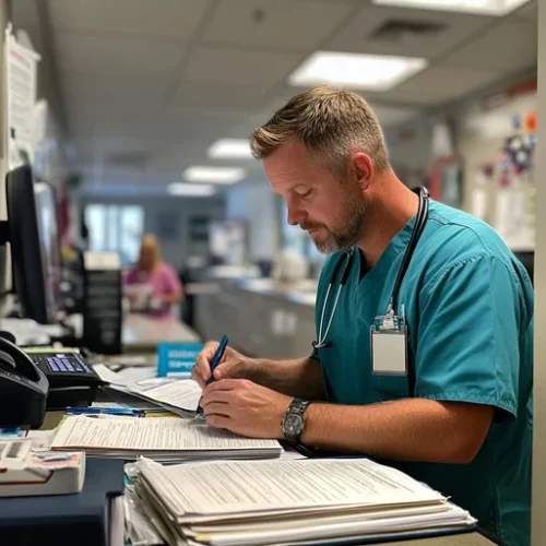 Nurse writing notes